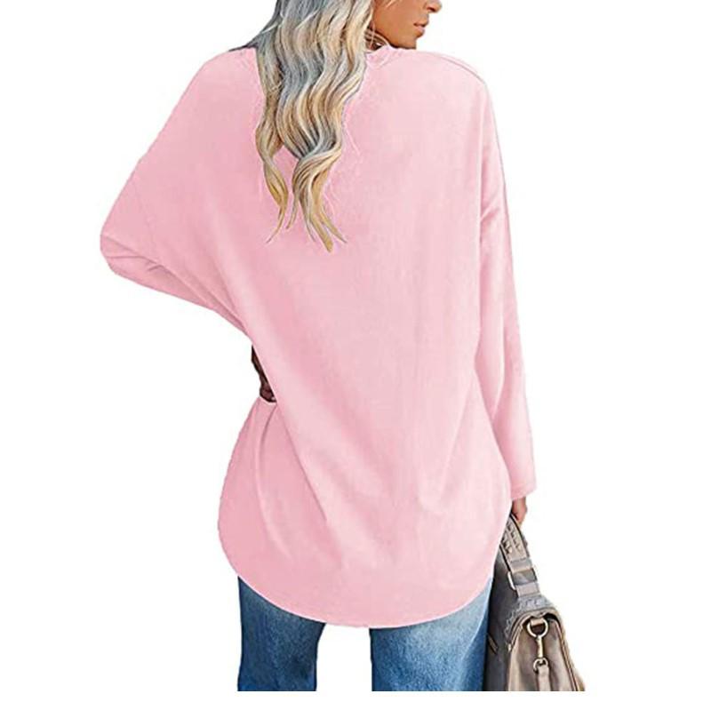Super Large Multi-color Loose V-neck Women's T-shirt with Drop Shoulder Sleeves