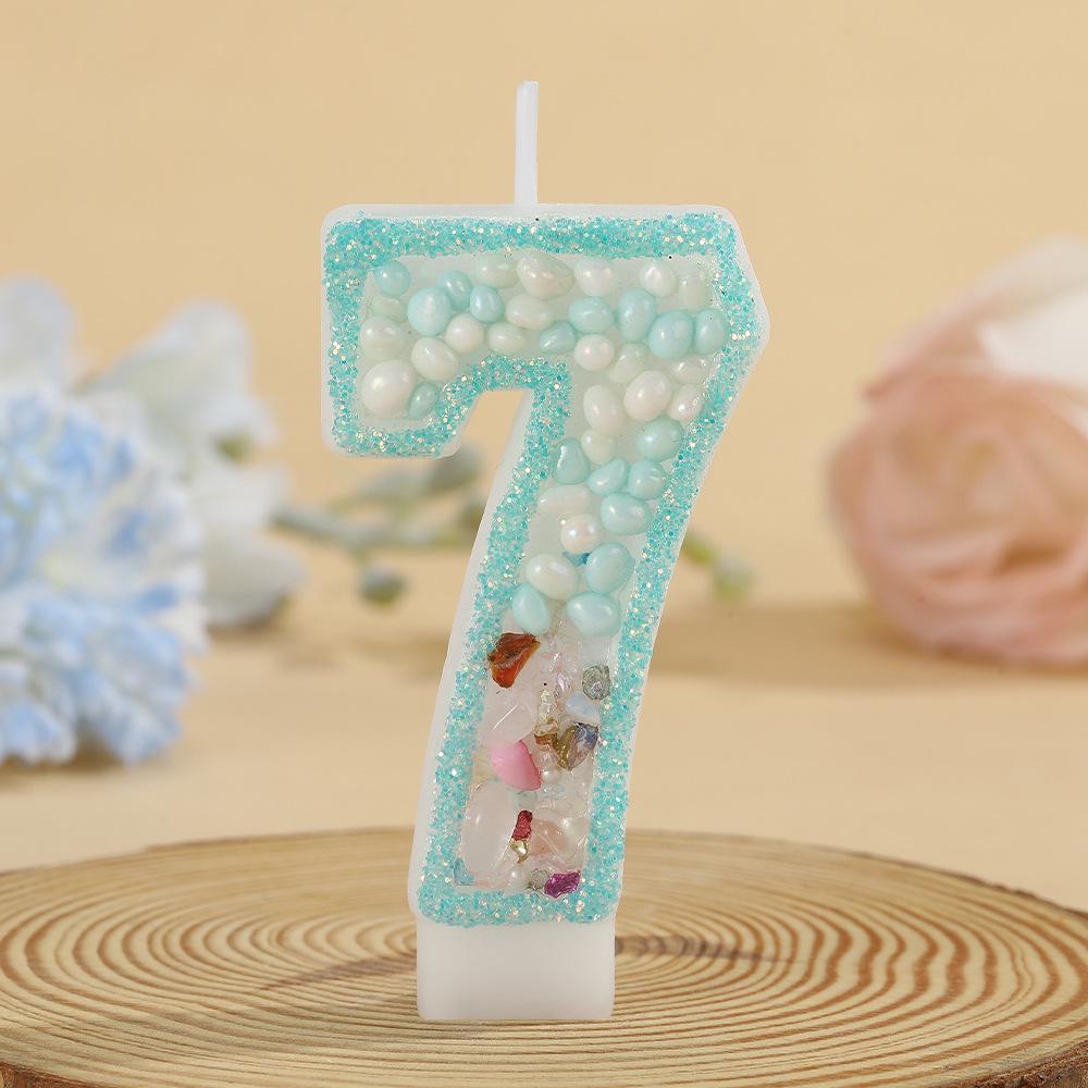 Handmade Double Color Swan Stone Number Candle for Children's First Birthday Cake