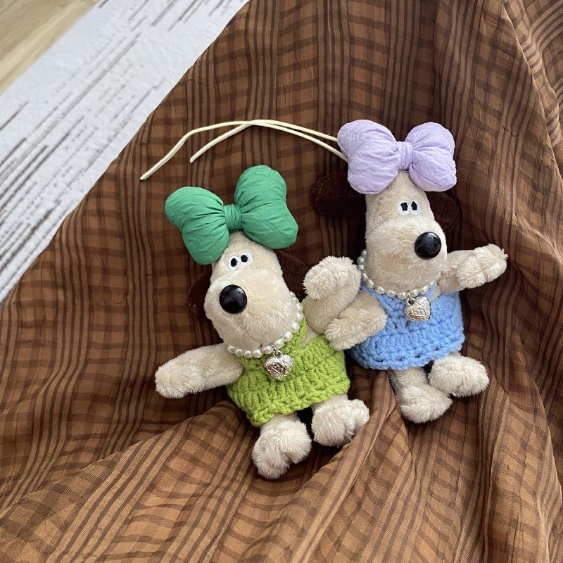 Xiaohongshu Cute Bow Skirt Repair Dog Doll Bag Pendant, Necklace Pilot Puppy Pendant Keychain