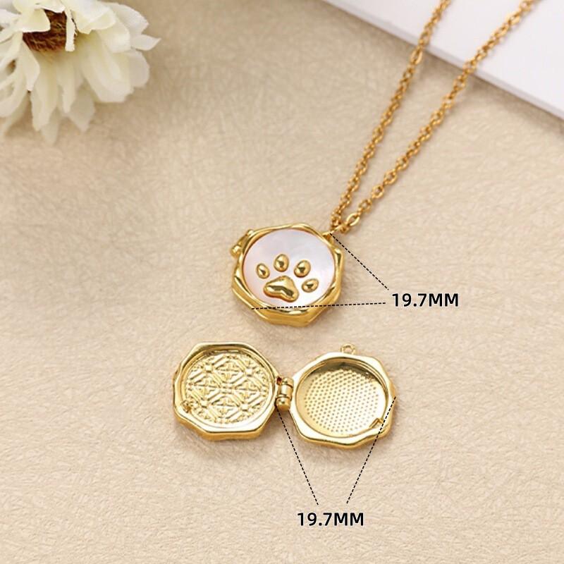 Custom Photo Pendant Necklace With Cat Paw Shape Resin Charm Stainless Steel Chain Women Men