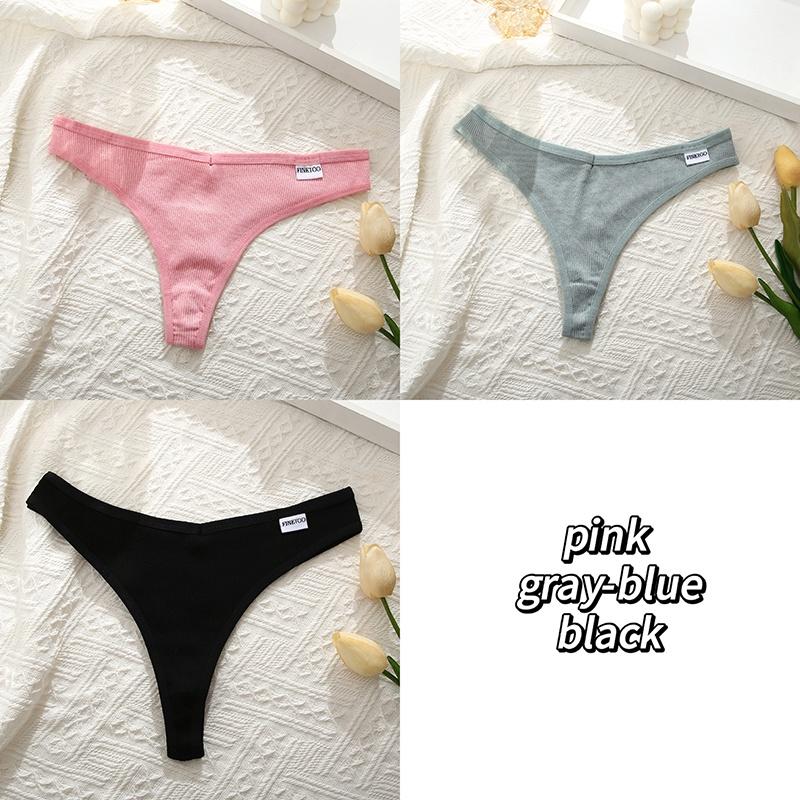 3PCS/Set Cotton Thong G-string T-back Panty Women's Underwear Sexy Panty Female Low Waist Underpants Thongs Solid Color Lingerie