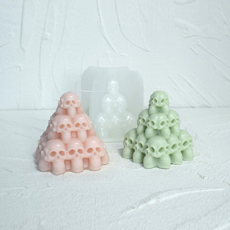 3 Rank Skull Tower Silicone Candle Mold For DIY Scent Care Crafts Halloween Trim Food Grade Component