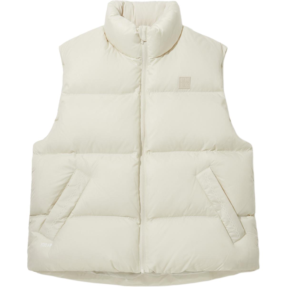 

Li Ning Vital Series Логотип бренда Стойка воротник Повседневный Без рукавов Жилет Унисекс жилет Жемчужно-белый AMRU057-1