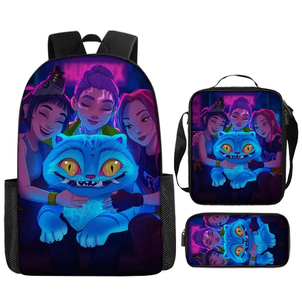 Student Schoolbag Three-Piece Girl Large-Capacity Middle School Student Backpack