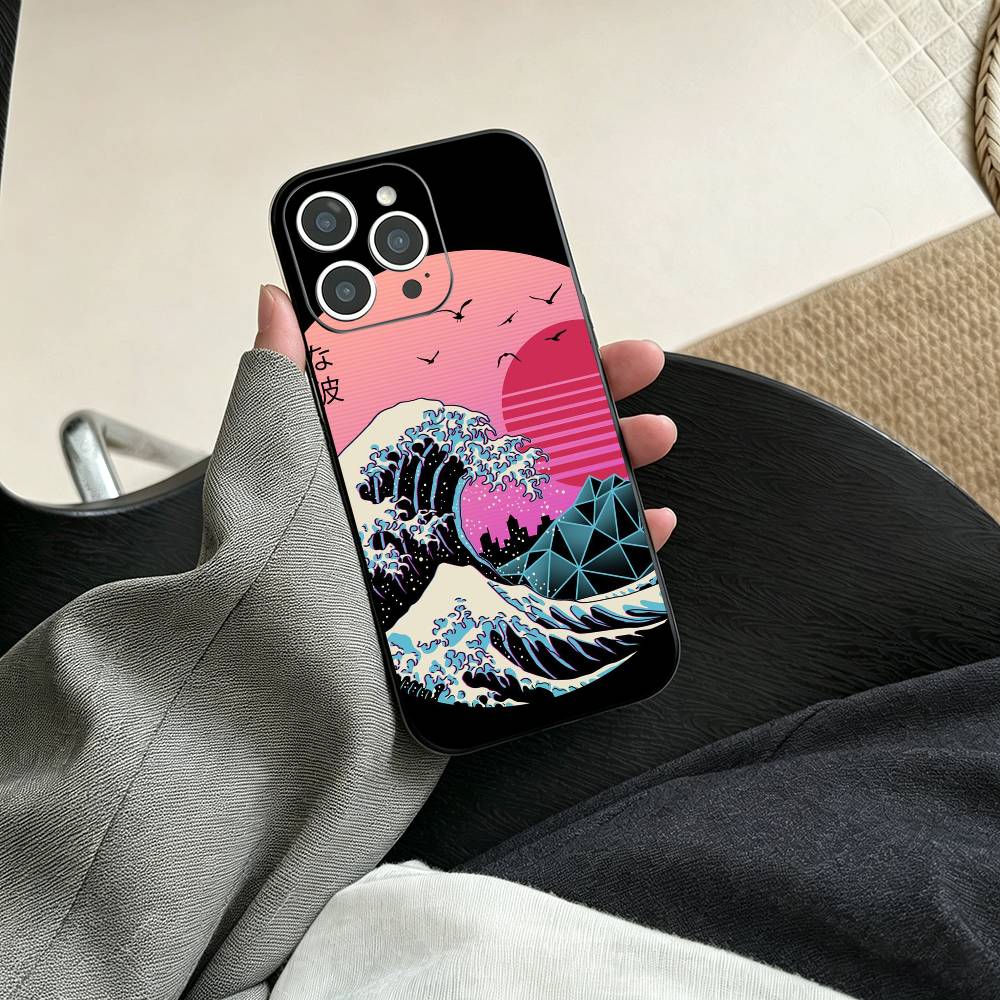 G-Great Wave Off Kanagawa Phone Case For iPhone 17, 16,15,14,13,12,11 Plus,Pro Max, Others Soft Black Cover