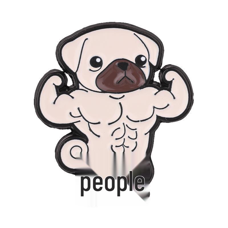 Trendy Lizard Pug Pony Muscle Pin: Fun Animal Fitness Lapel Accessory