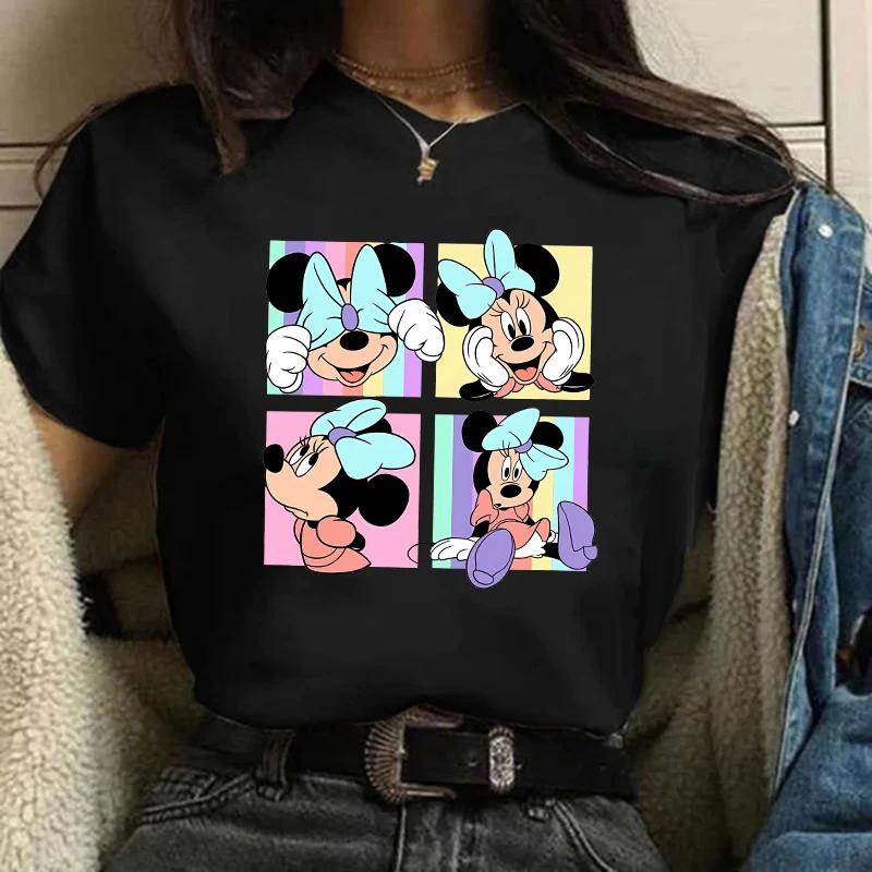 Disney T-shirt Gothic Fashion Mickey T-shirt Minnie Mouse Print Casual T-shirt Women's Kawaii T-shirt Kawaii Loose Clothing