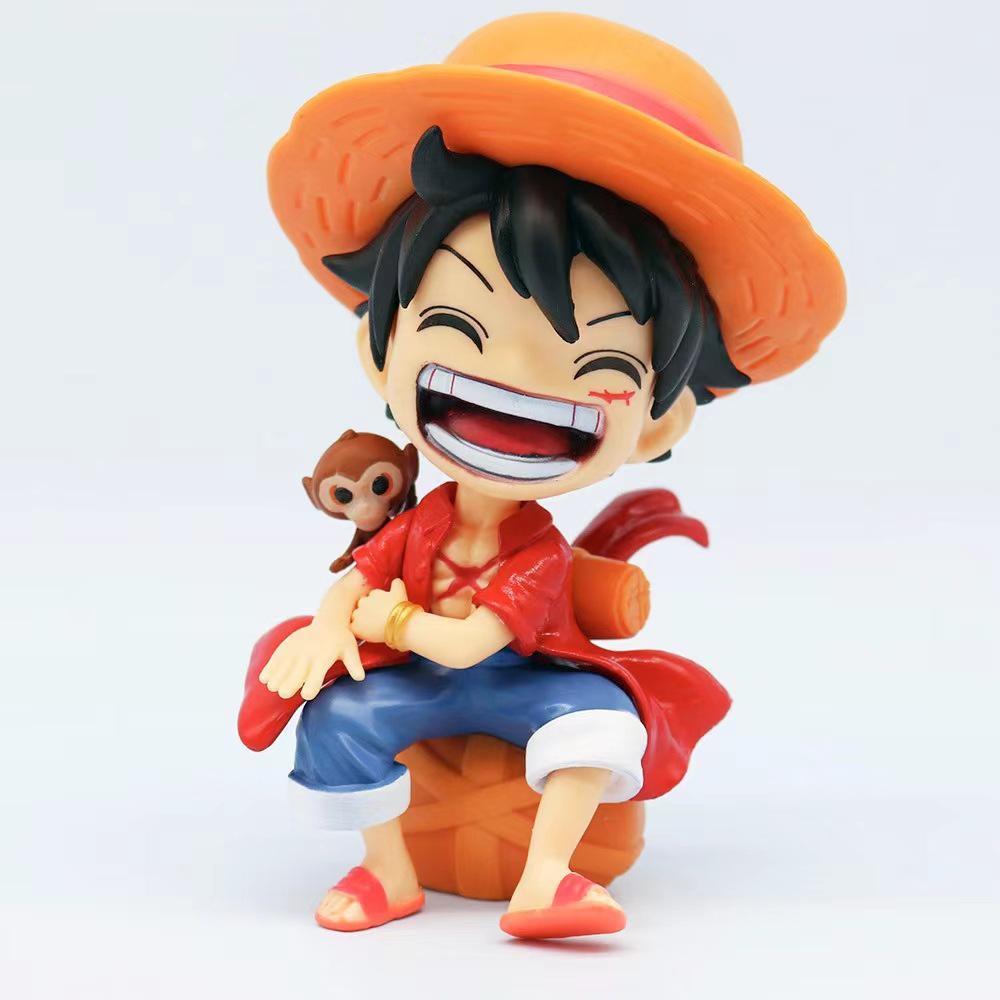 One Piece Q Version Sitting Pose Luffy, Zoro, Sanji Figures - Trendy Play Doll Model Toy Ornament