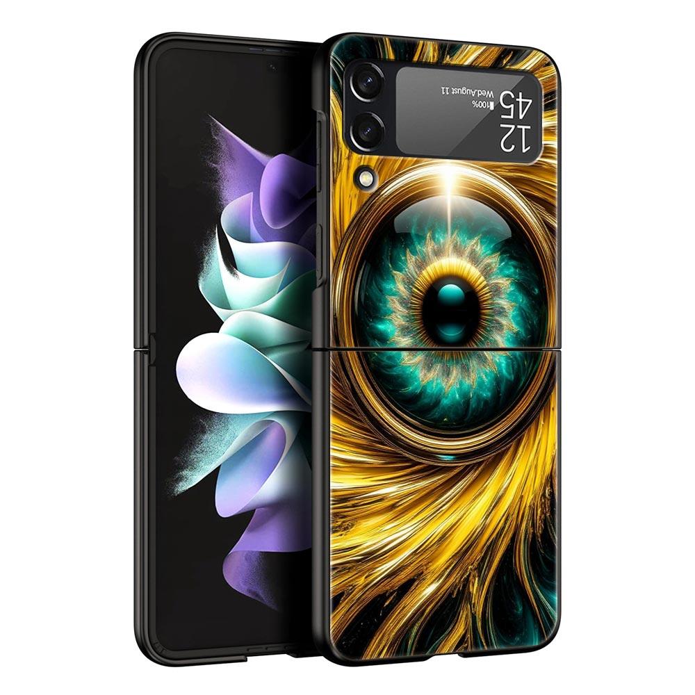 Fashion Eyelashes Eyes Hard PC Phone Case For Samsung Galaxy Z Flip 7 6 5 4 Black Cover For Galaxy Z Flip 3 Foldable Shell Capas