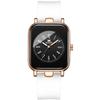 OLEVS Women's Waterproof Wristwatch Quartz Movement White Silicone Band Rose Gold Case Black Dial Luminous Function
