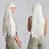 Long white wig 100 cm cosplay anime manga hair straight bangs cap
