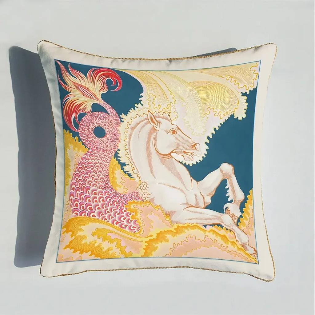 40/45/50/60cm Throw Pillow Polyester Cushion Cover Print Palace Rose Horse Pattern Sofa Couch Pillows for Home Decor Pillowcase