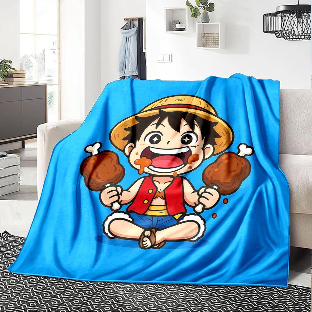 1PC Luffy D Patterned Flannel Blanket Suitable For All Seasons For Home Decor Warmth And Comfort Gifts Holiday Present