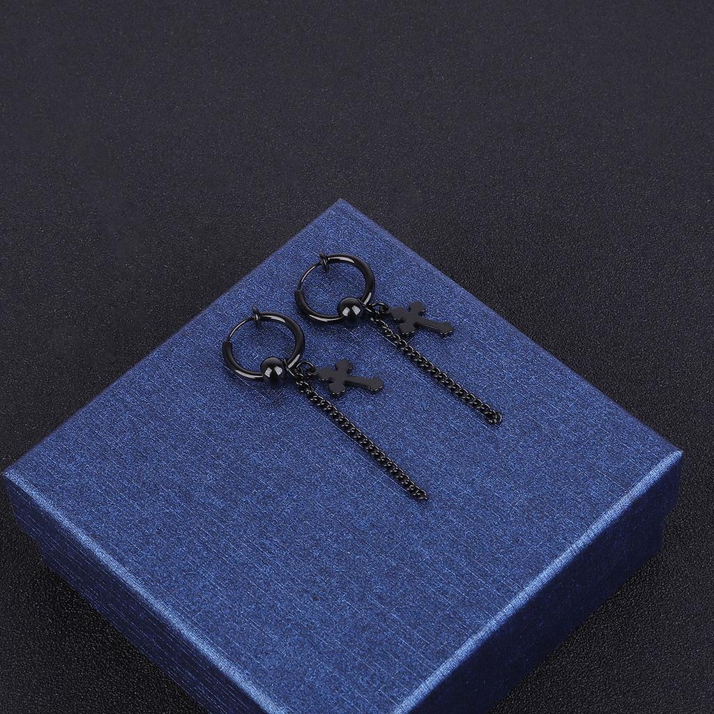 Titanium Steel Earrings Men Temperament Trendy Earrings Korean Women Long Tassel Chain Earrings
