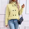 Women's Turtleneck Double Breasted Knit Cardigan Sweater Color Relaxed Fit for Fall and Winter