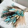 1 Bunches Blue Dried Flowers - 17" Boho Style Artificial Pampas Grass Ideal for Home Decor, Wedding Decor, Bridal Bouquets, Floral Arrangement