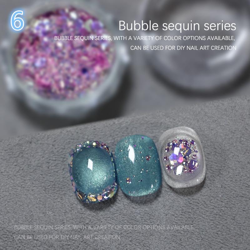 1Jar Bubble Nail Glitter Coarse Fine Mixed Large Glitter Irregular Hexagonal Sequin Diy Nail Jewelry Decoration Material