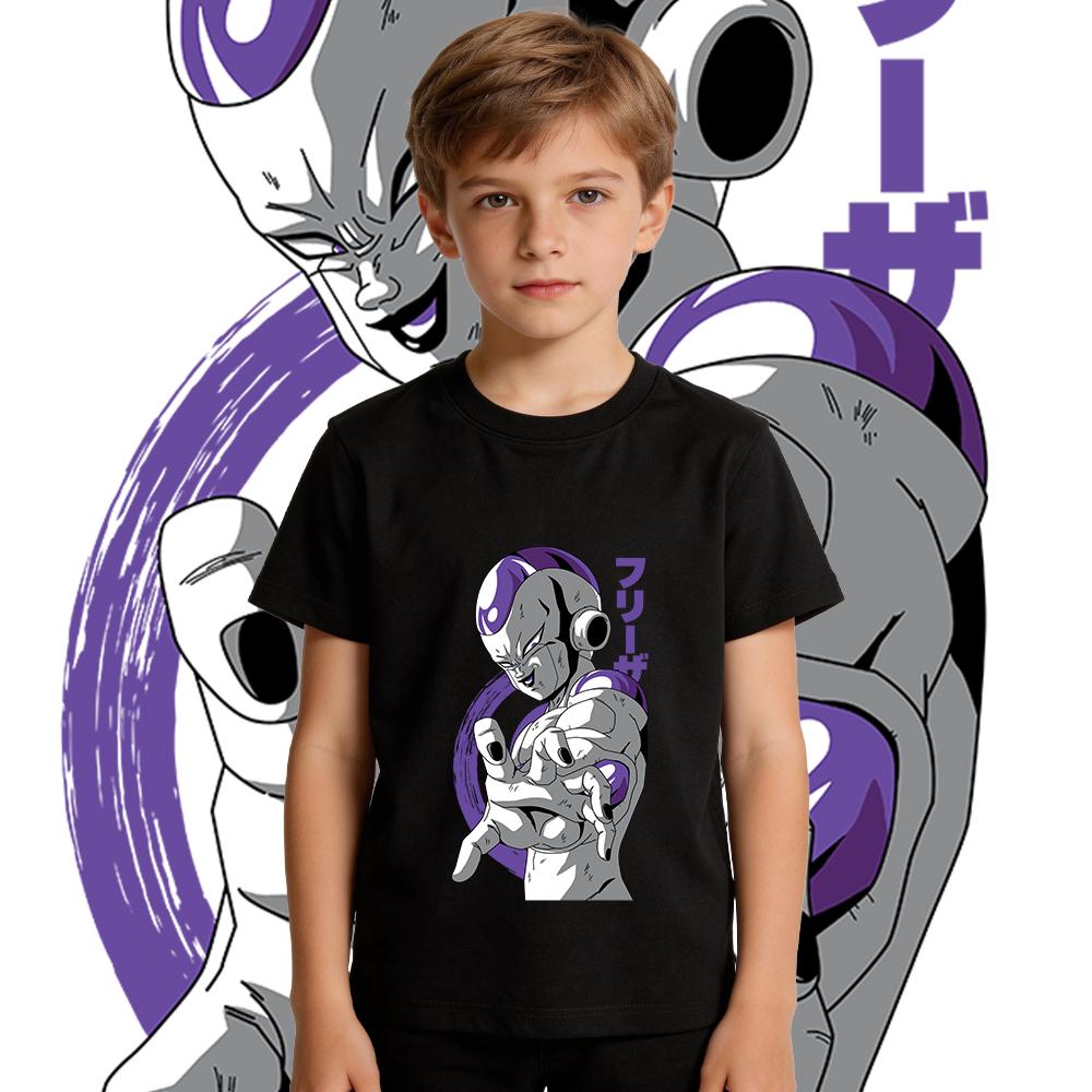 Dbz Freezer Anime Print Cotton Boys Girls Kids T Shirt Casual Summer Top Soft Breathable Children Clothes