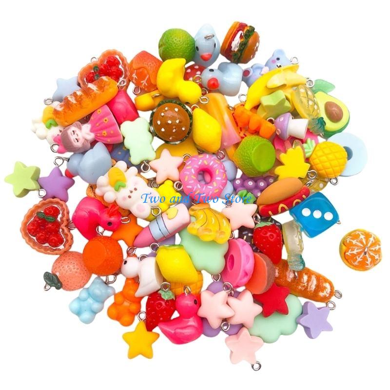 HX6F 20pcs Mixed Fruit Animal Resin Pendants Creative Jewelry Crafting Findings CN