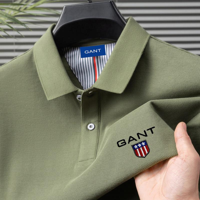 Gant Sommer Herre Ny Broderi Ensfarget Ren Bomull Løs Business Casual Poloskjorte