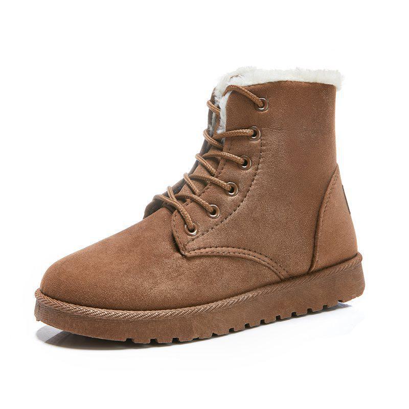 Новые женские зимние бархатные сноуборд-сапоги Теплый плотный хлопковый в стиле Мартина большие размеры 43 коричневый 1498₽