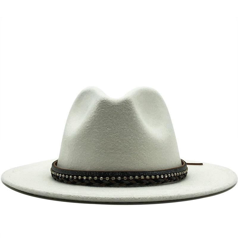 Women S British Style Cashmere Large Brim Fedora Hat 56 58cm