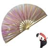 PVC Tai Chi Fan Foldable Glitter Hand Fan Elegant Bamboo Fan  for Line Dancing, Parties, and Events