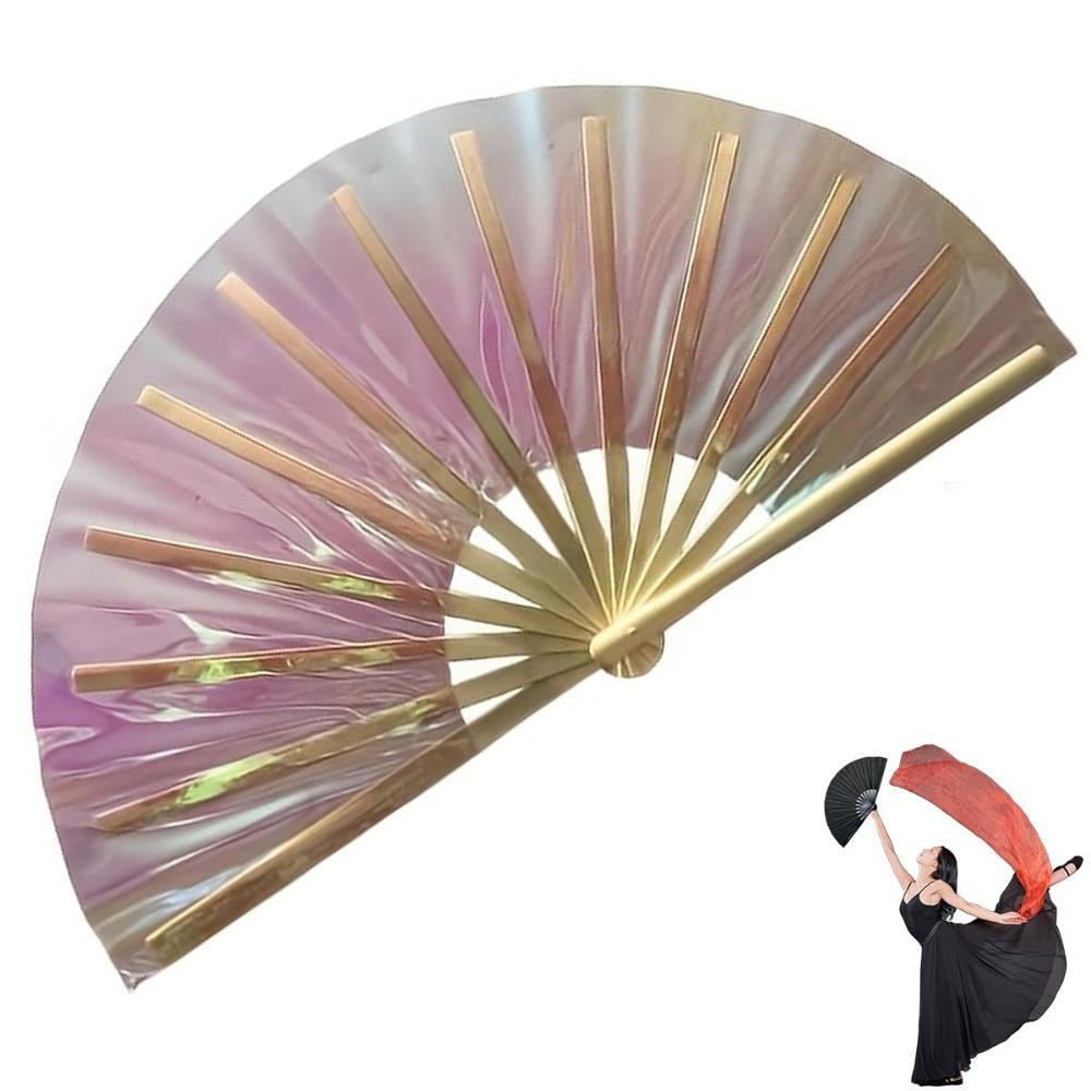 PVC Tai Chi Fan Foldable Glitter Hand Fan Elegant Bamboo Fan  for Line Dancing, Parties, and Events