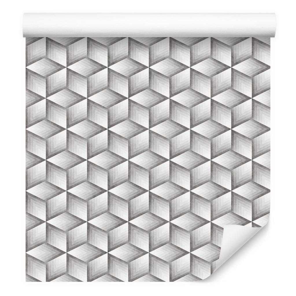 Wallpaper Cubes in shades of gray with a 3D effect 50x1000