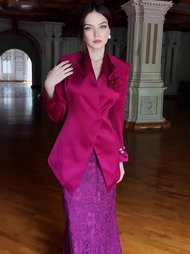 2025 Autumn European-American Fashion Two-Piece: Temperament Shirt and Midi Long Skirt Set