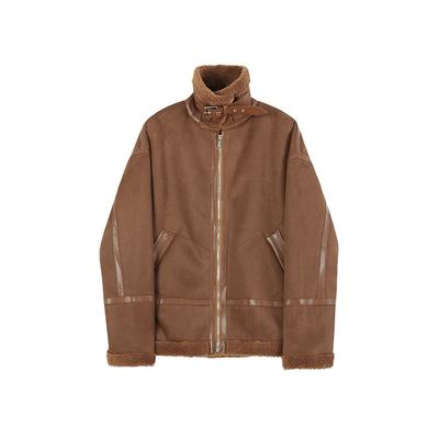 Winter Trendy Cotton Coats, Sherpa Jackets, Plus Velvet Jackets, Suede Men's Korean Style Handsome Motorcycle Jackets