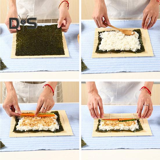 Bamboo Sushi Mat with Rice Spoon Natural Sushi Roller Mat Food-Safe Sushi Making Supplies for Shaping Molding Sushi Roll