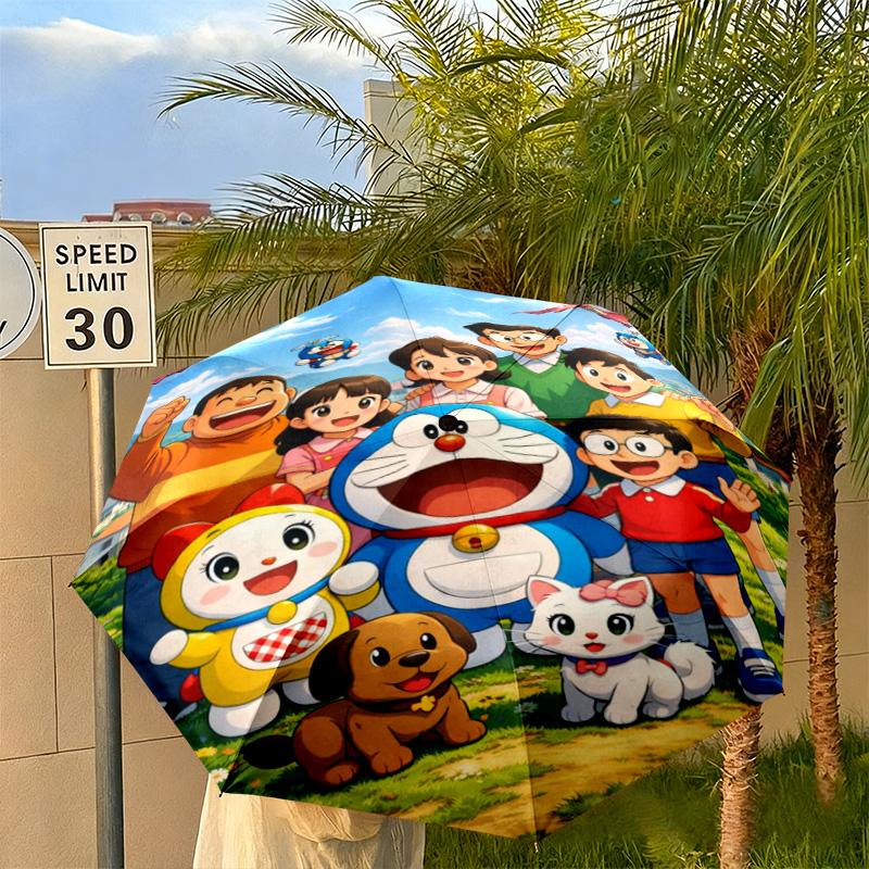 1PC Doraemon  Automatic Umbrella - Suitable Travel Outdoor Portable Umbrella Birthday Gift Daily Essentials
