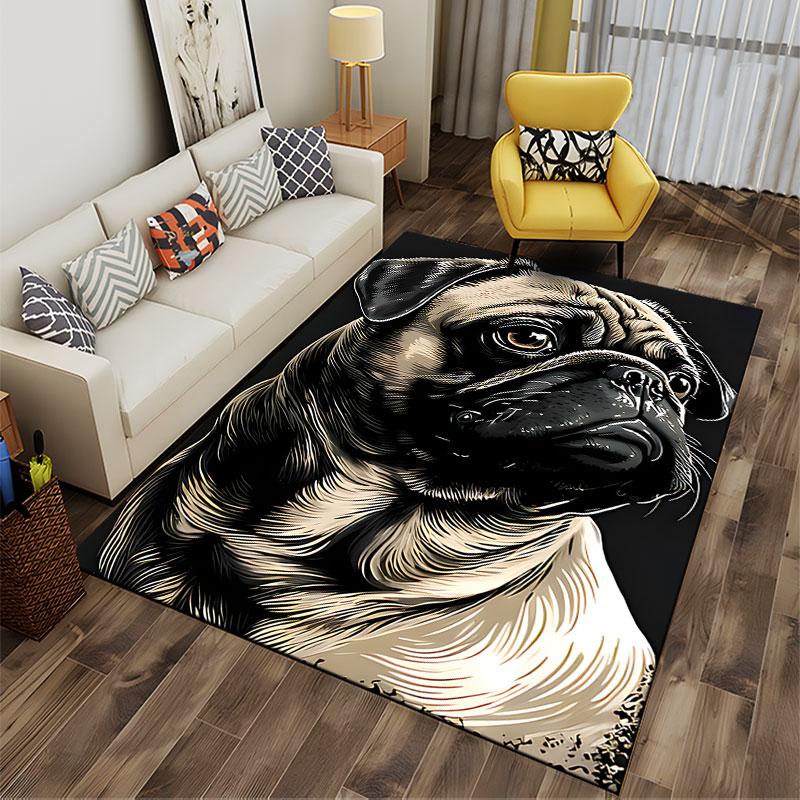 Pug Portrait Artistic Design suitable as a non-slip mat for the living room or bedroom sofa