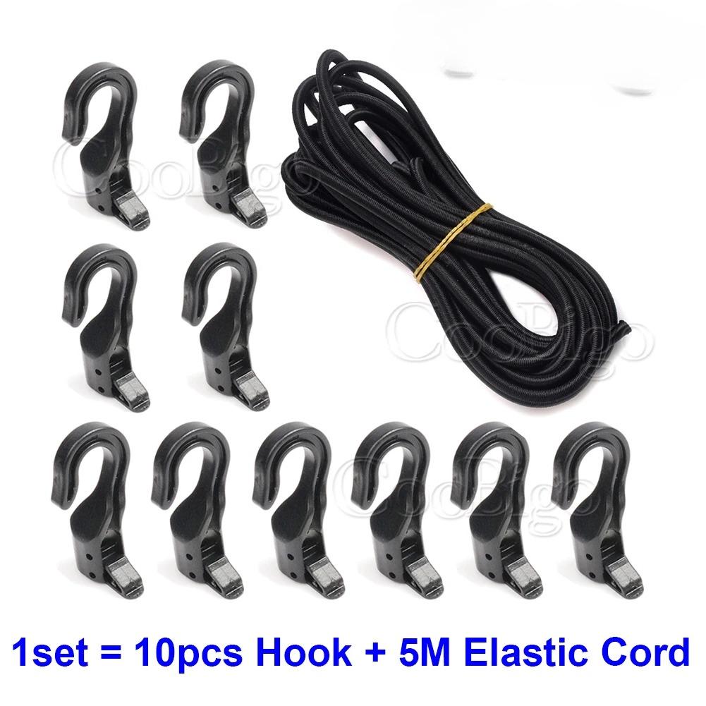 1set Heavy Duty Elastic Bungee Shock Cord Strap Stretch Plastic Hook for Car Luggage Tent Kayak Boat Canoe Bikes Rope Tie