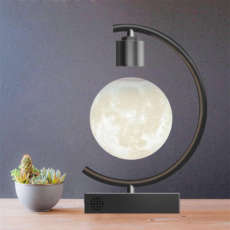 Magnetic Levitating Moon Lamp with Fast Charging and Bluetooth Speaker Floating LED Light Table Lamp Home Decor Christmas Gift