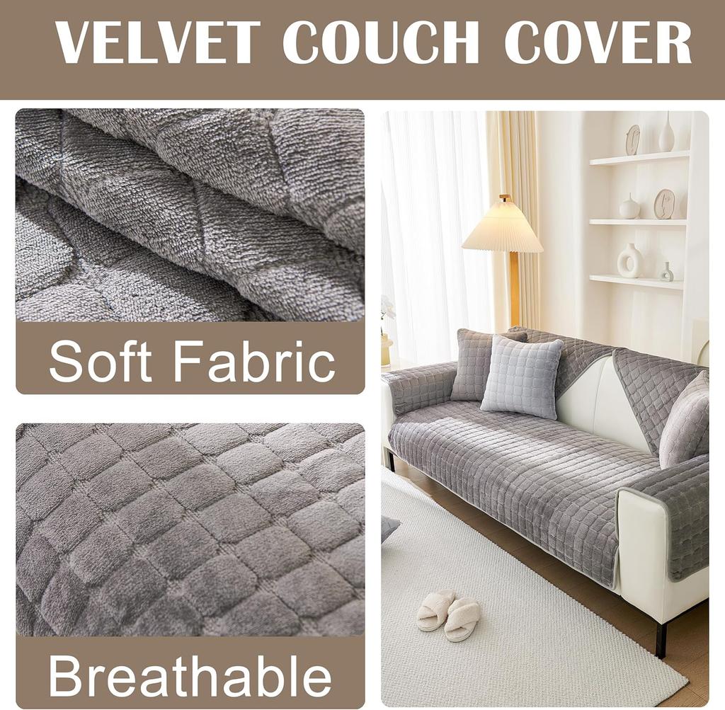 Soft Flannel Sofa Cover Non-Slip Quilted Furniture Protector Cushion for Living Room Couch Cover Warm Sofa Towel 1 Seat Pad