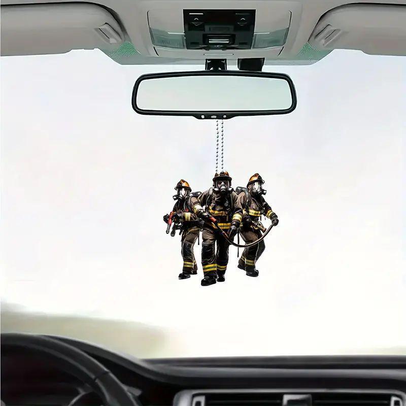 Personalized Flat Acrylic Firefighter Pendant for Home or Car Decoration