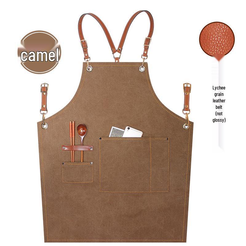 Women's Celebrity-Style Thick Canvas Apron for Hairdressers, Milk Tea Shops, and Baristas