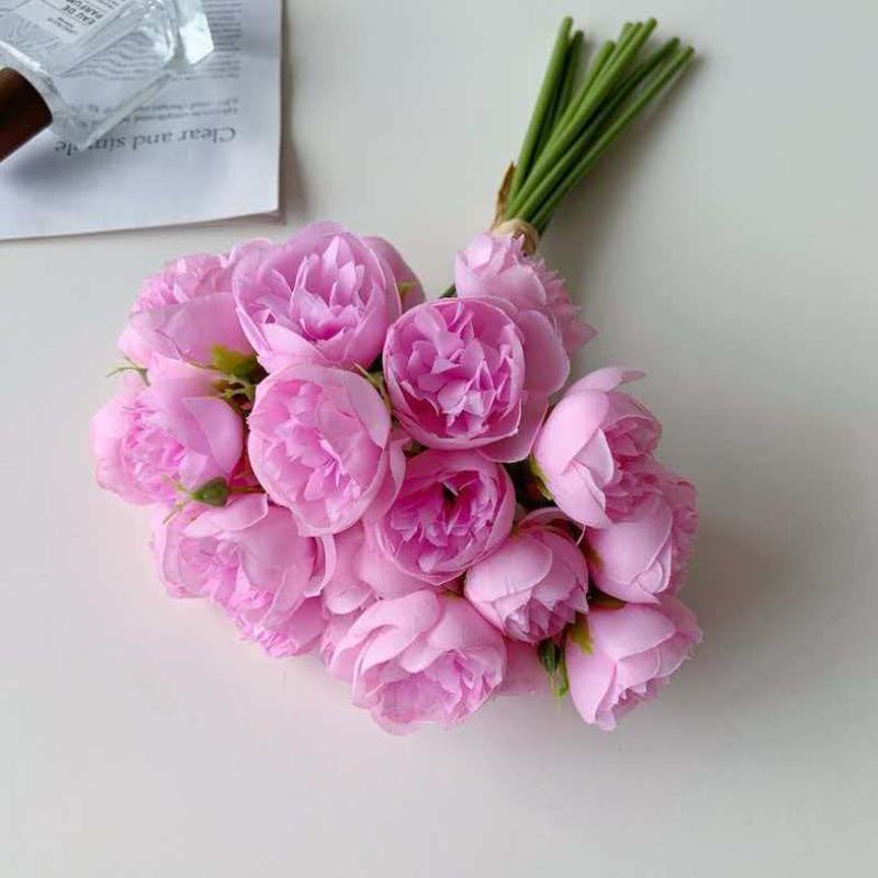 1 Bouquet 27‑Head Simulated Camellia Plastic Flowers Diy Ornament For Home Wedding Restaurant Party Table Decor