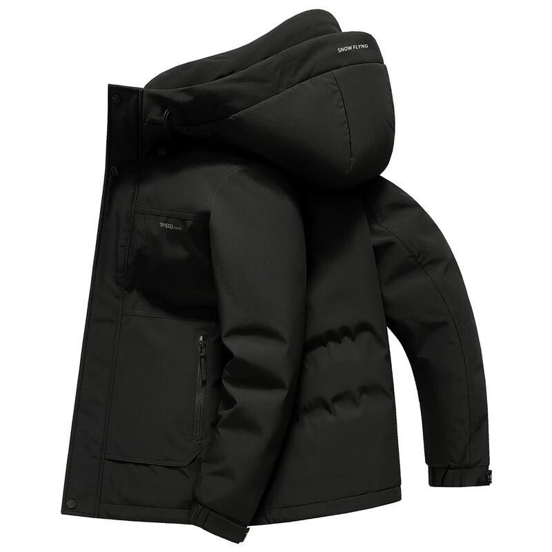 Men s Winter Hooded Puffer Jacket L чёрный
