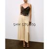 Fall New Women's Clothing Commute Leisure Fashion High Waist Pocket Decoration Belt Wide Leg Pants 8717344