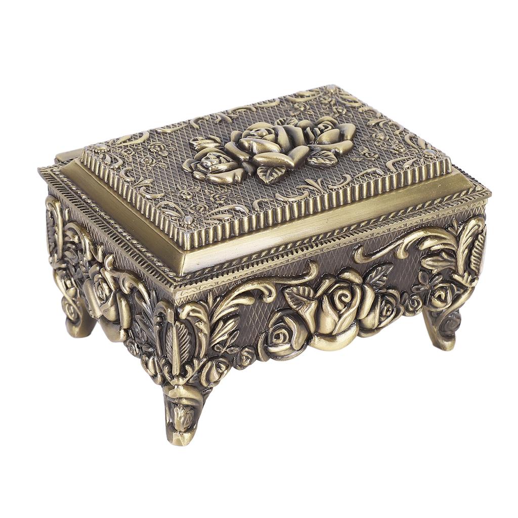 Vintage Jewelry Storage Box Alloy Decorative Large Capacity Jewelry Box for rrings Rings