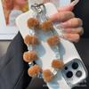 Crystal Pom-Pom Autumn Winter Phone Chain Keychain Plush Beaded Bracelet Bag Pendant Small Gift Phone Strap Wholesale