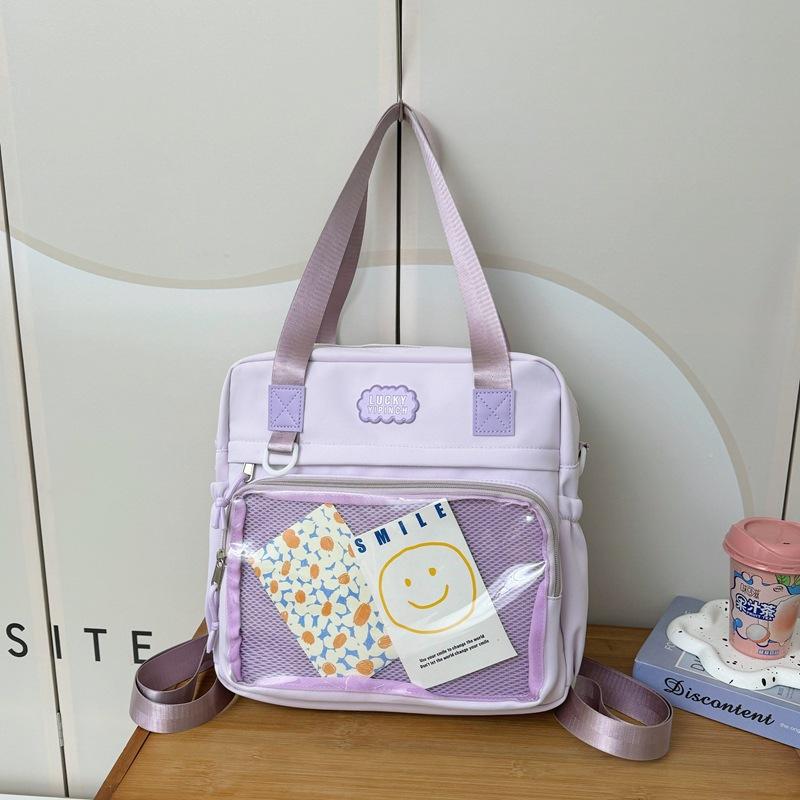 2025 High-value Nylon Bag College Style Transparent Shoulder Crossbody Pain Bag Leisure Bag Tutoring Bag Handbag Women