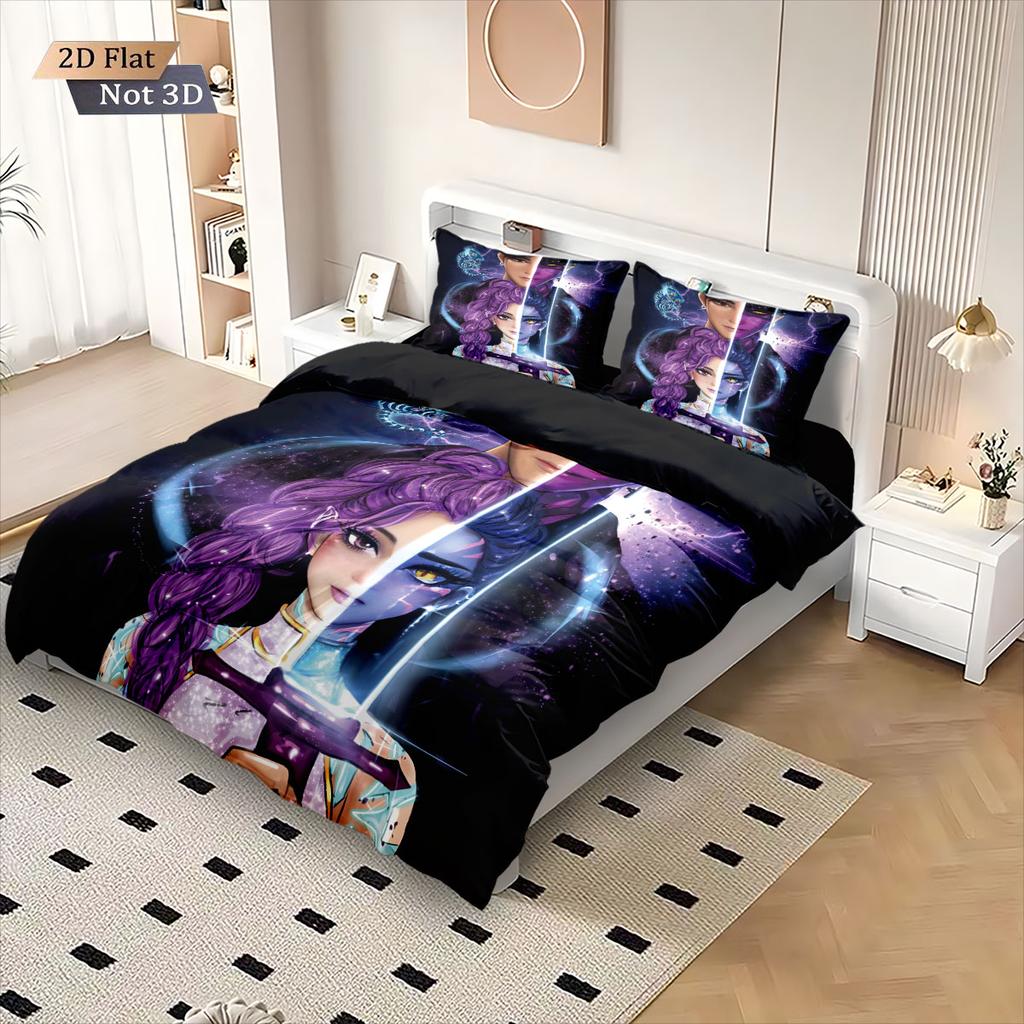 3pcs K-Pop Demon Hunters printed coreless down comforter set, multi size bedroom bedding decoration, soft and machine washable