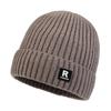 Knitted Hat For Men With Letter R Design Warm Windproof Winter Cap For Casual Style