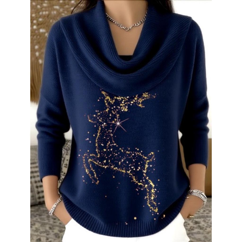 Damen Pullover Herbst Winter Mode Lässig Europäischer Amerikanischer Stil Warm Gemütlich Strick Oberteil