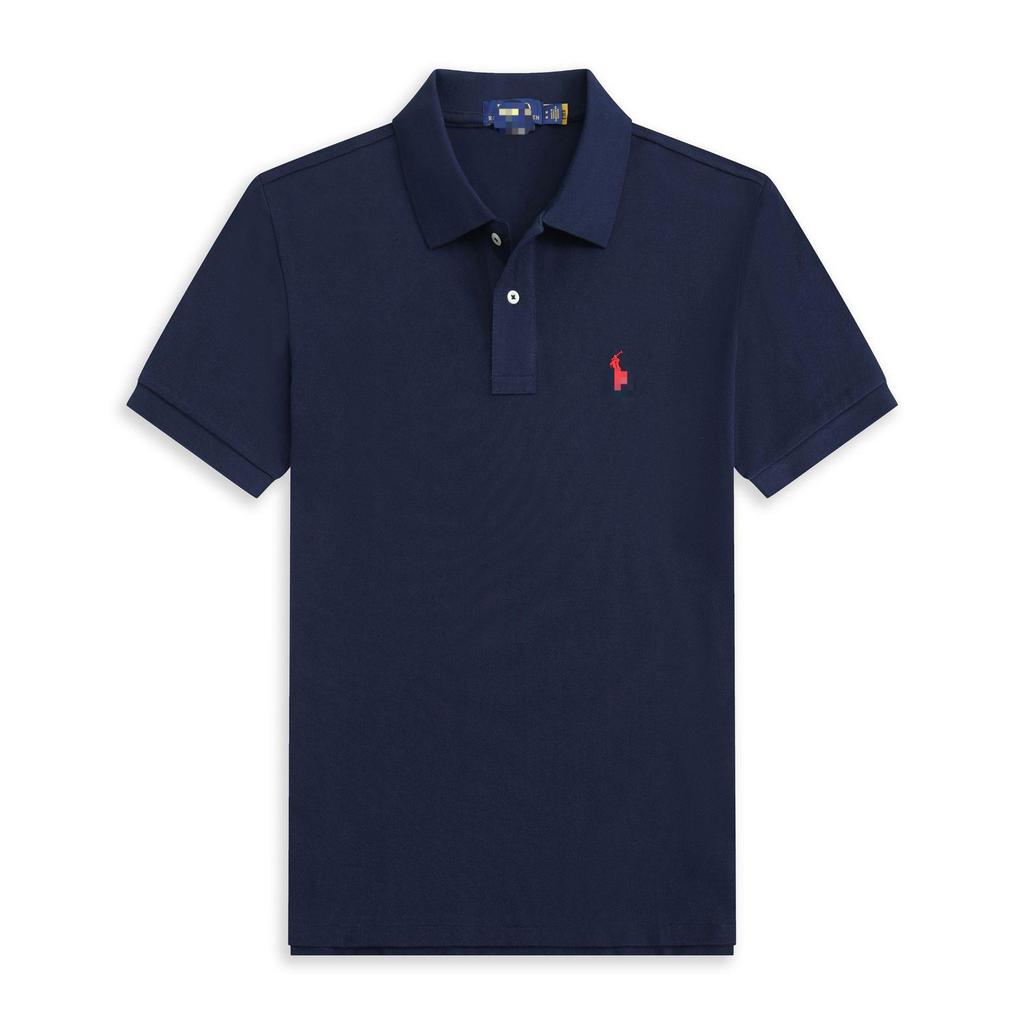 Polo a maniche corte da uomo con logo cavallo ricamato T-shirt casual
