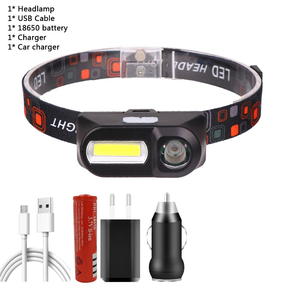 XP-G Q5 COB Led Fishing Headlight Use Rechargeable 18650 Battery Headlamp Head Flashlight Lamp Torch for Camping Light